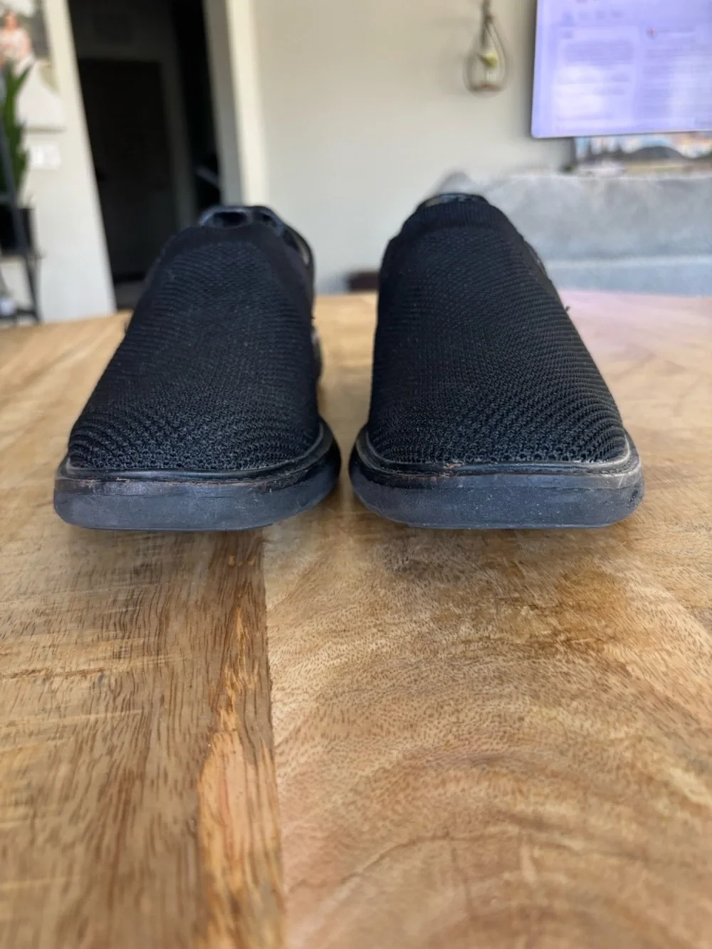 Mark Nason Los Angeles Men’s 6.5 Black Knit Slip-On Shoes Brown Heel